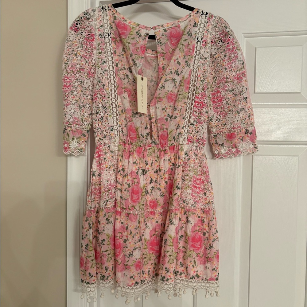 LoveShackFancy Novalie Dress Magenta Flower Fields NWT - Picture 5 of 6